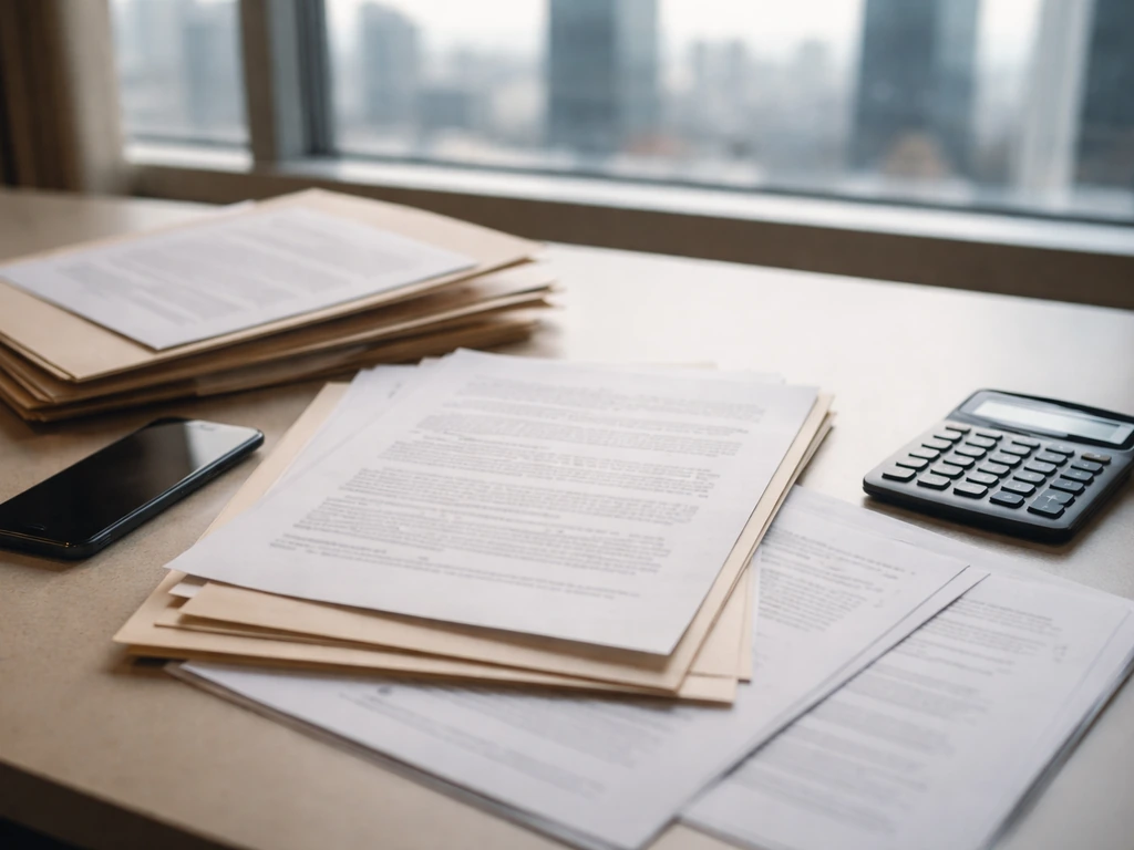 Close-up of NBA contract paperwork beside a smartphone and a calculator on a tidy desk