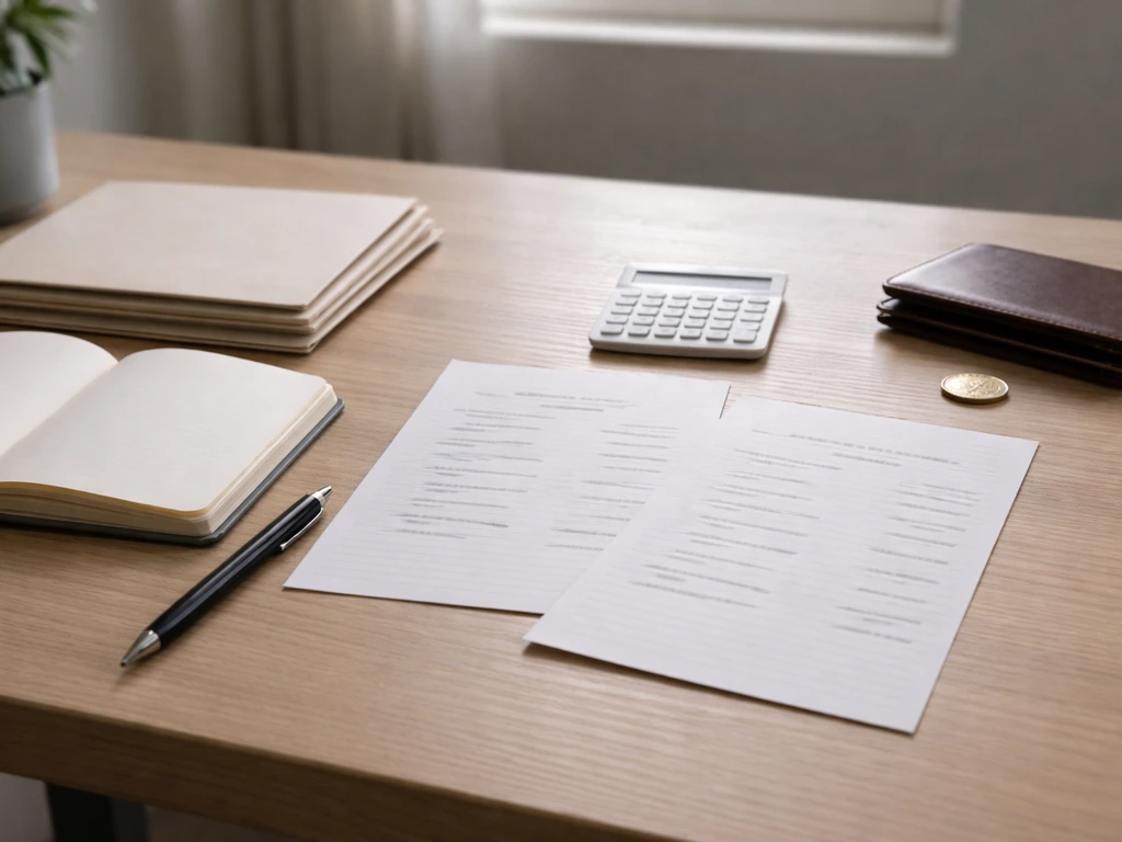 Close-up of calculator and open notebook on a desk, symbolizing assets minus liabilities.