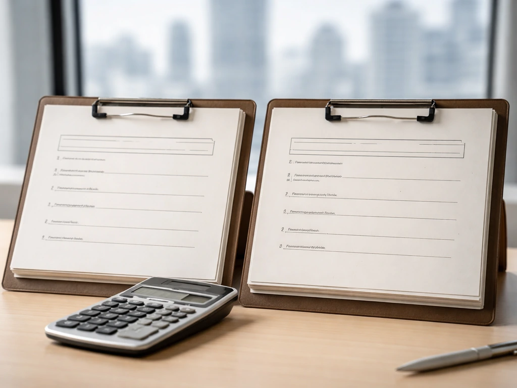 Two appraisal folders and a calculator on a desk, symbolizing differing valuation ranges.