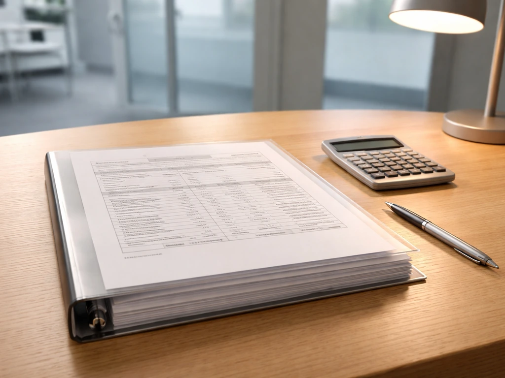 Blurred Form 990 compensation document on a desk with calculator and pen in a quiet office setting