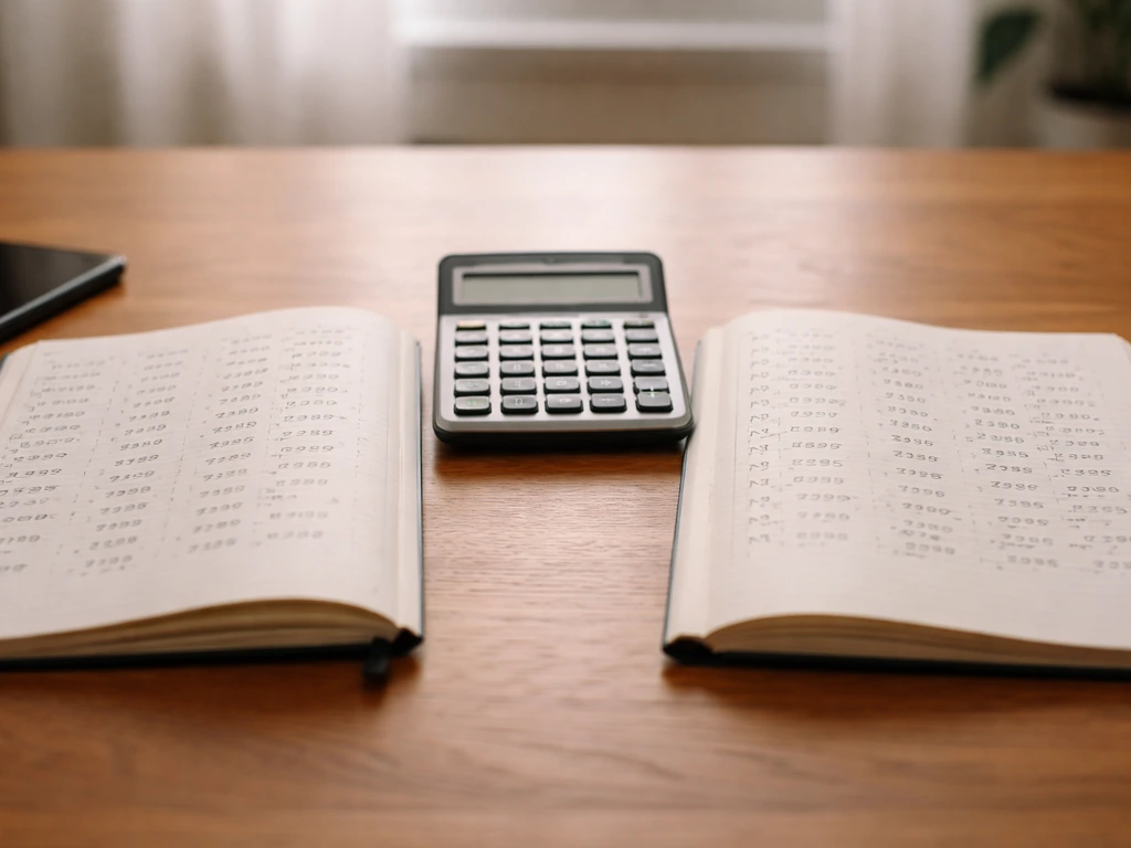 Two open notebooks and a calculator on a wooden desk, suggesting comparison of reported wealth figures.