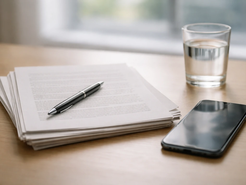 Minimal photo of a desk with transfer documents and a smartphone showing unread messages, symbolizing career earnings