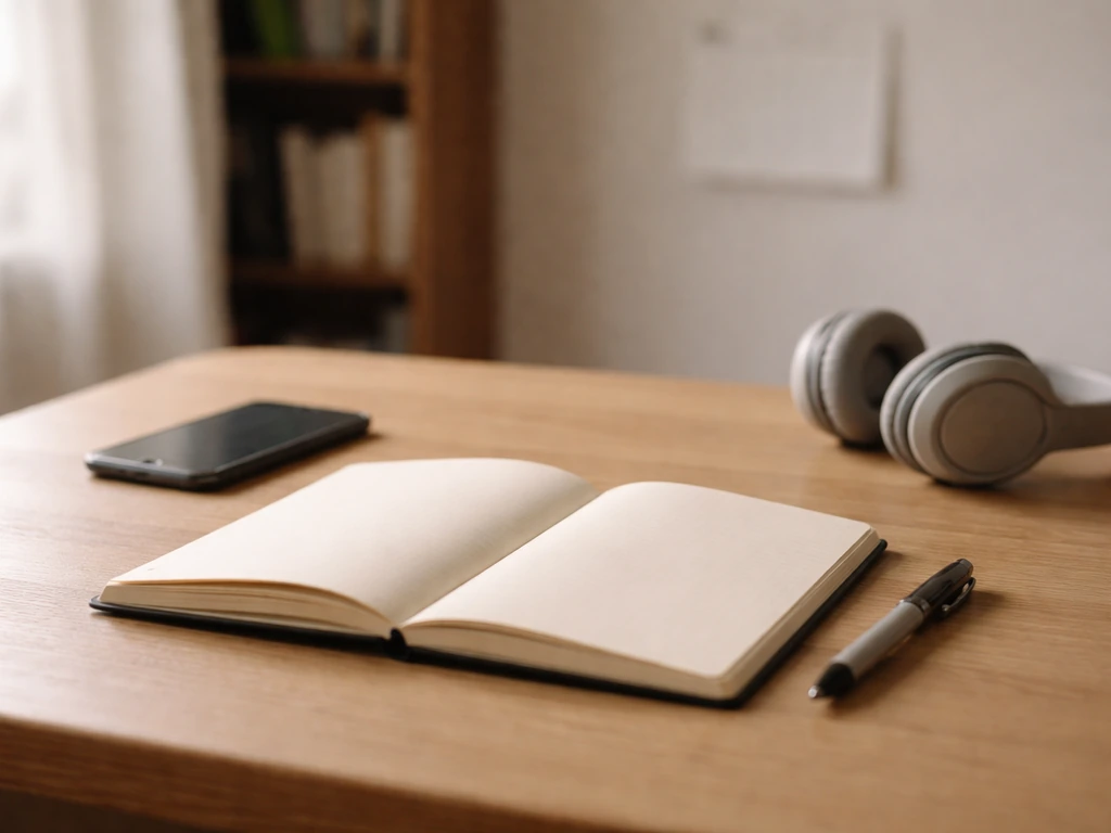 Minimal workspace scene with phone and notebook suggesting how to verify a public finance figure