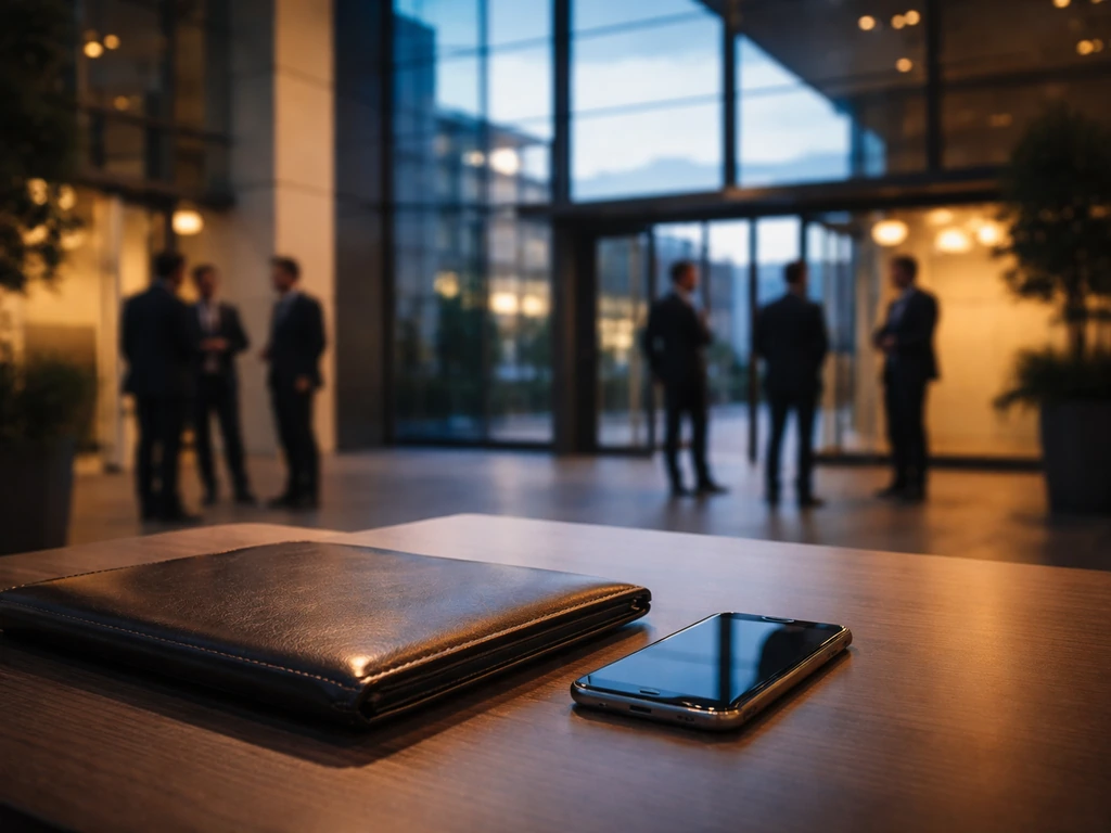 Modern corporate office desk and glass atrium, evoking business leadership and private wealth analysis.