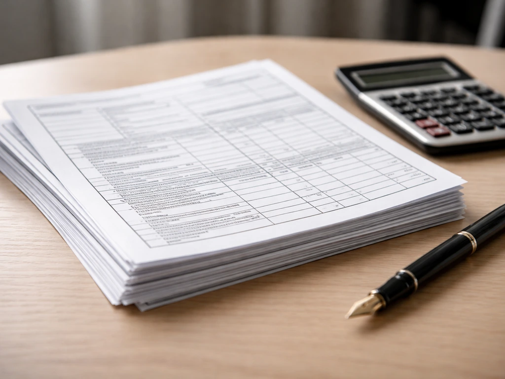 Close-up of printed SEC Form 4-style filings on a desk with a calculator and pen, softly lit.