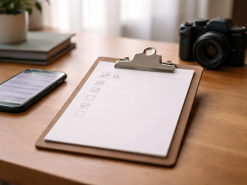 Close-up of clipboard checklist and smartphone on a desk, suggesting how to verify the latest figures.