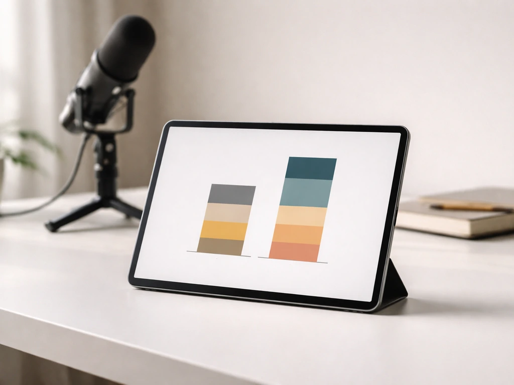 Two simple, contrasting stacked bars on a dark tablet showing net-worth range concept without any readable text