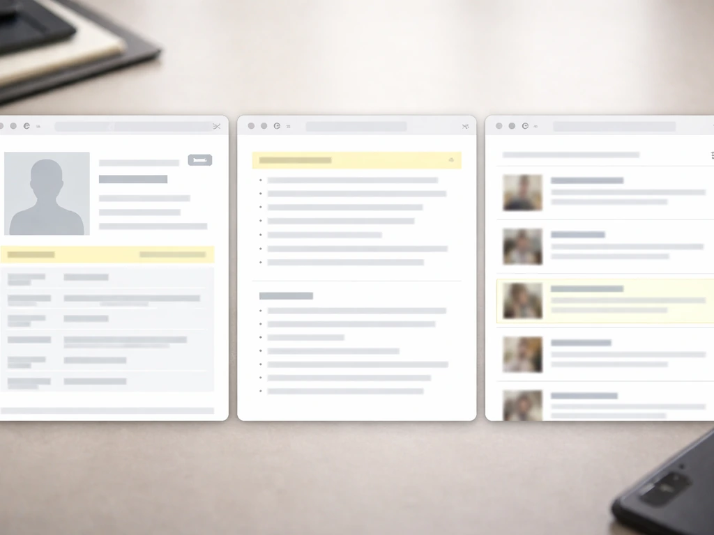 Minimal desk with a blurred three-panel browser collage resembling net worth sources and methodology pages.