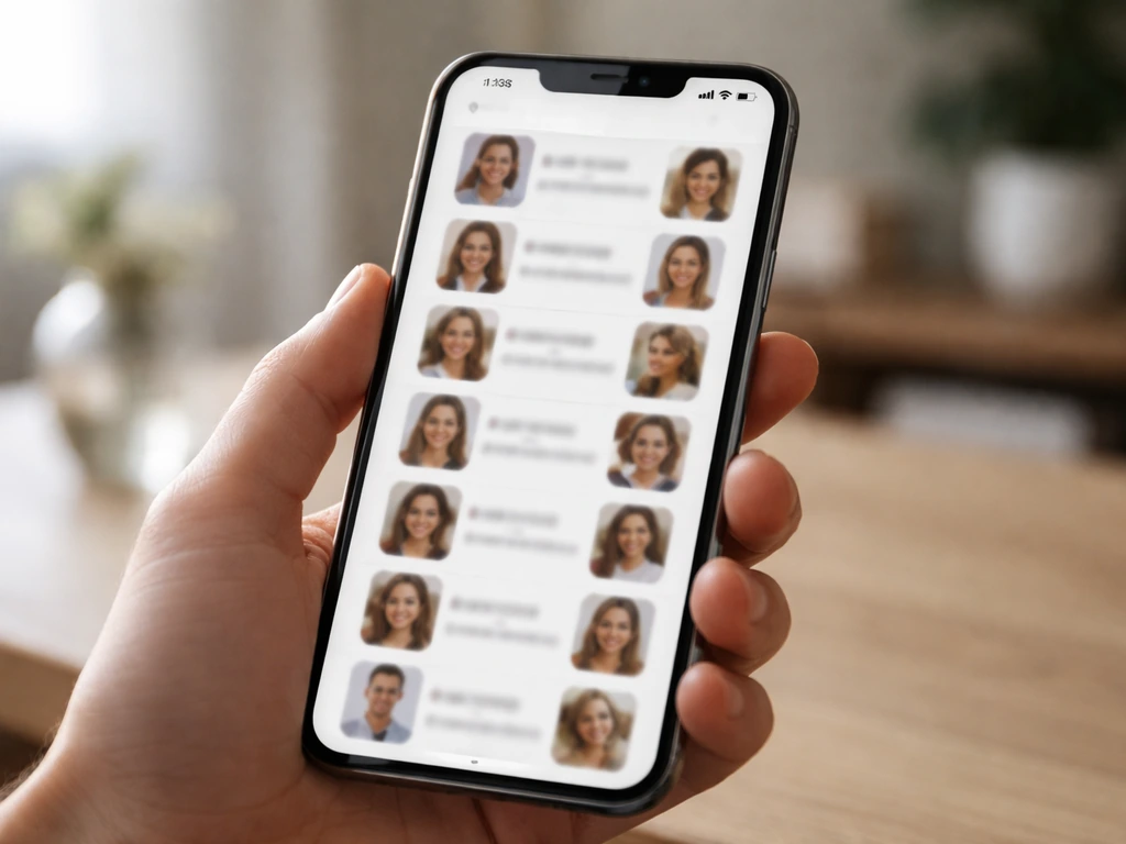 Close-up of a TV streaming cast credits list on a smartphone showing an anonymous reality dating show page