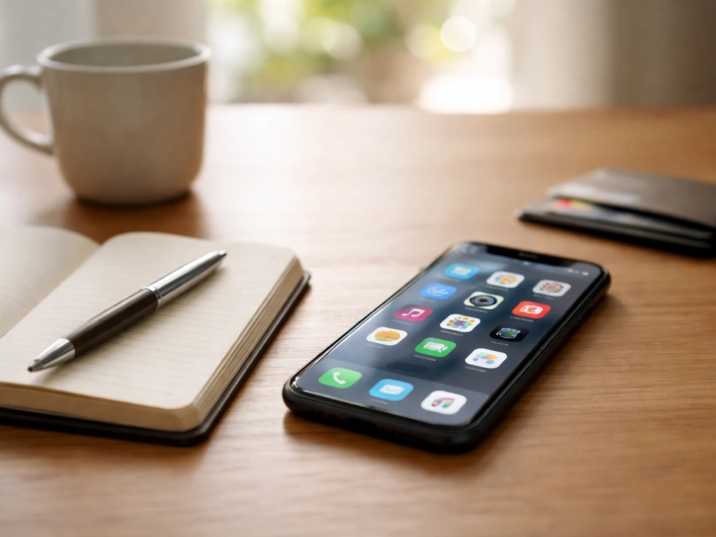 Minimal photo of a smartphone beside a notebook, implying checking social updates and sponsorship news regularly.