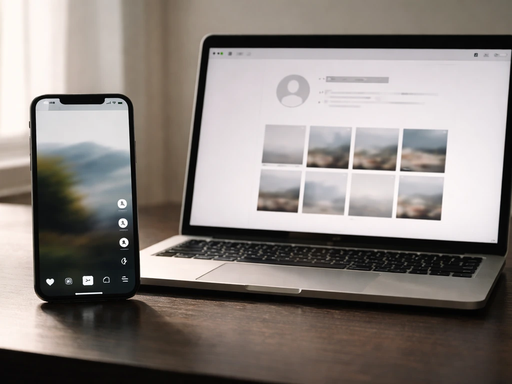 Two smartphones on a desk showing generic social media feeds to suggest content income.