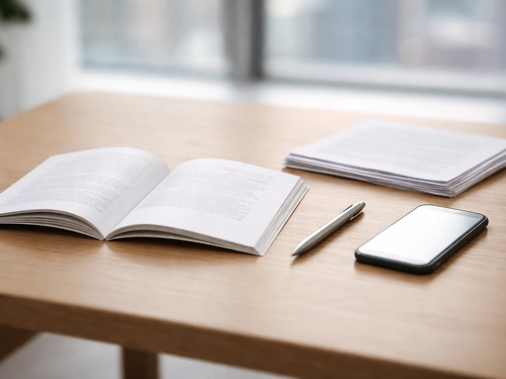 Minimal desk scene with two sets of printed pages and pen, suggesting side-by-side net worth estimate comparison.