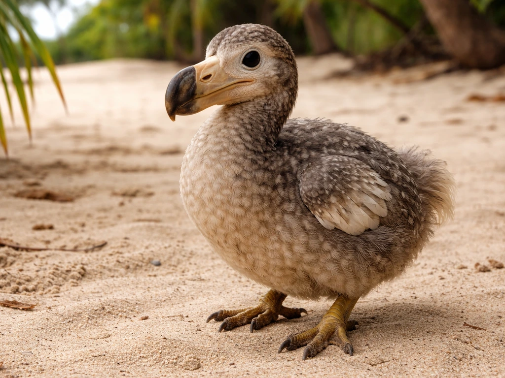 Generic dodo on sandy ground with visible stubby reduced wings to show wings are present.