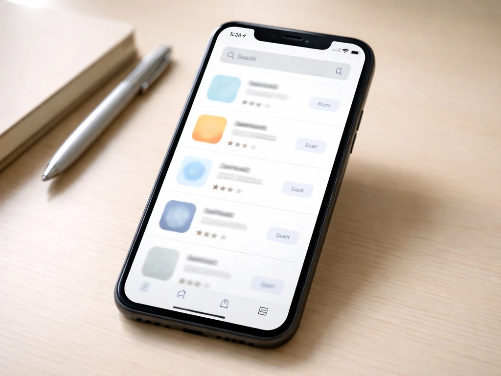 Minimal phone screen mockup showing an app store search and results for a game, no text visible