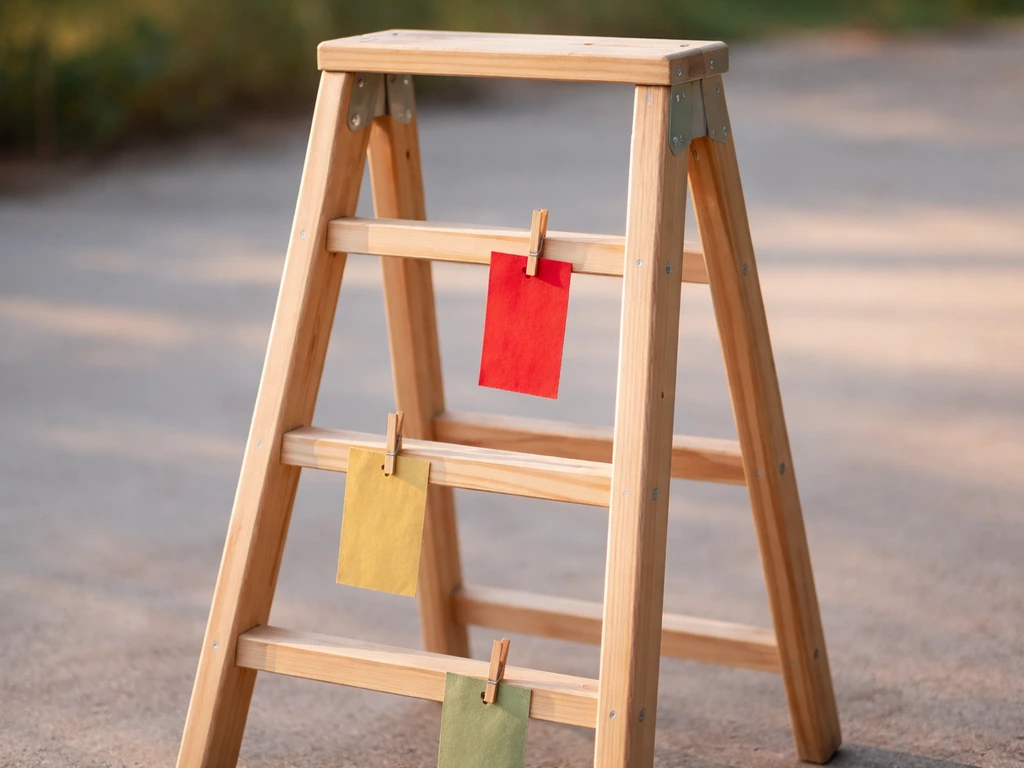A photo of a simple physical ladder with small color-coded tags, with one tag highlighted as “Endangered.”