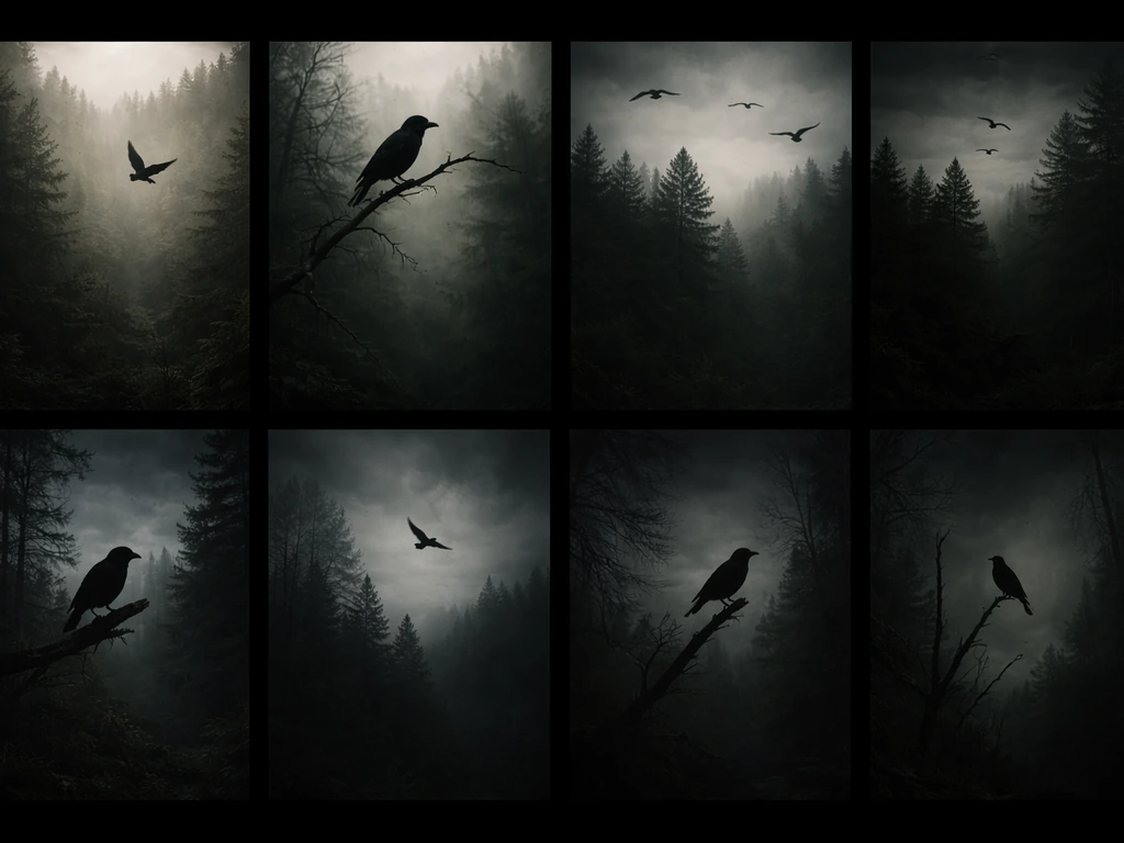 Minimal grid-style collage of ominous bird silhouettes over a dark natural background suggesting danger ranking.