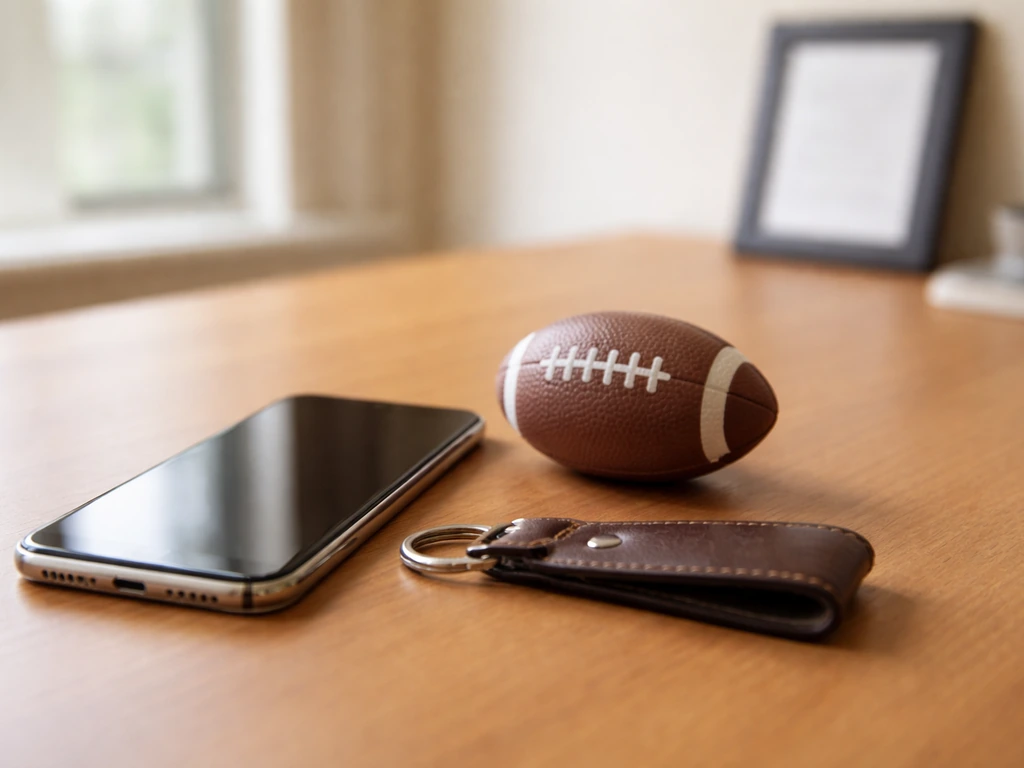 Phone on a desk with subtle insurance-themed items, implying an ambassador brand partnership.