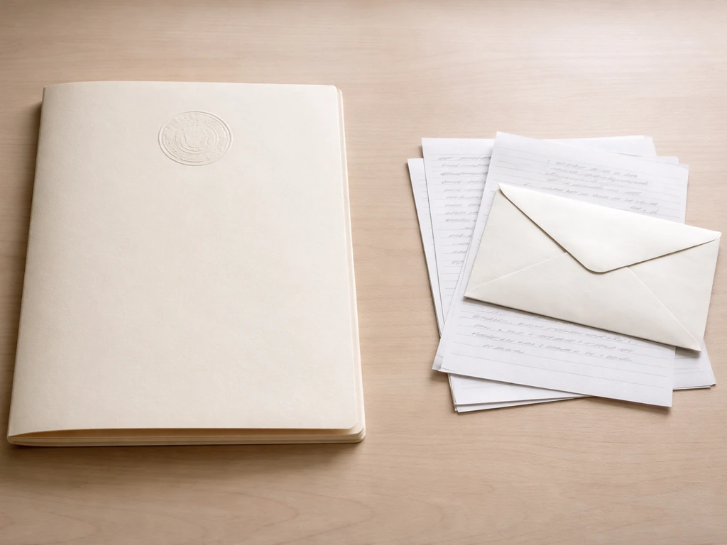 Two simple desk documents side by side, one thicker court filing and one thinner secondary notes.