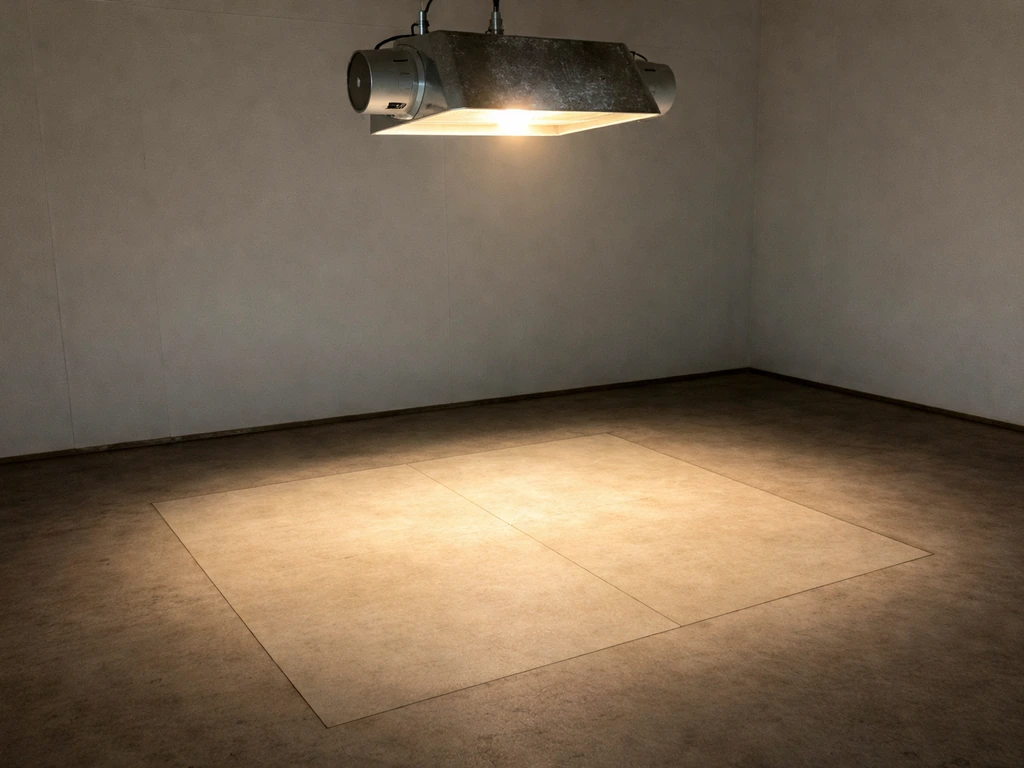 Photo of a 1000W HPS-style grow light over a 4x4 area, with softer edge falloff toward 5x5.