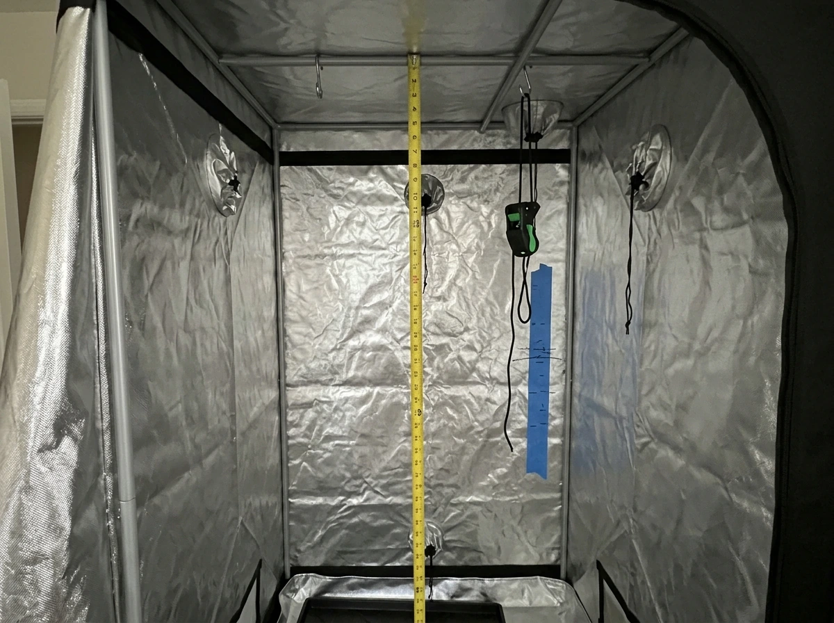 Measuring tent canopy height for LED installation distance