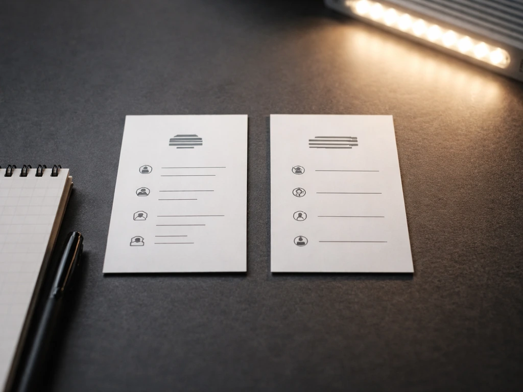 Minimal desk scene with two spec cards and an LED grow light hinting at “before” vs “after” fixes.