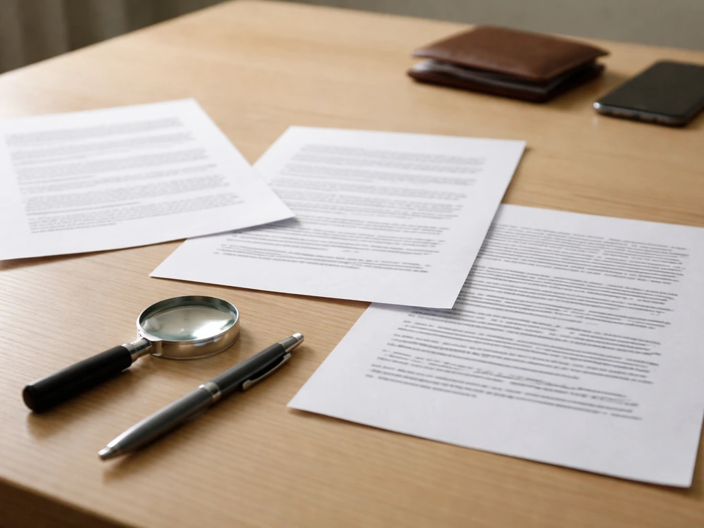 Desk with magnifying glass and mismatched printed pages, suggesting conflicting net-worth figures without readable text