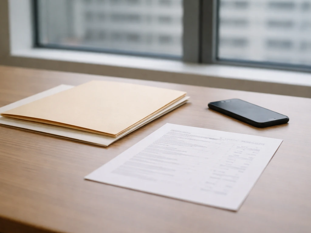 Closed folder and blank financial paperwork on an office desk, symbolizing limited disclosures for private companies.
