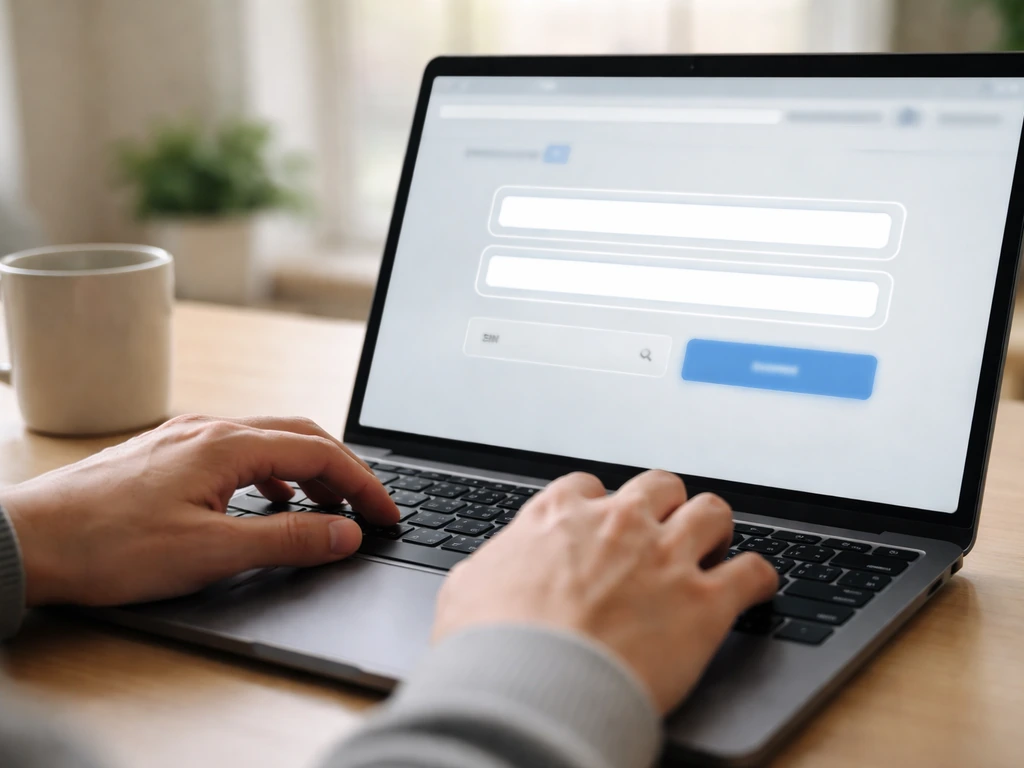 Phone photo of a laptop showing a blank nonprofit-search webpage with EIN fields highlighted