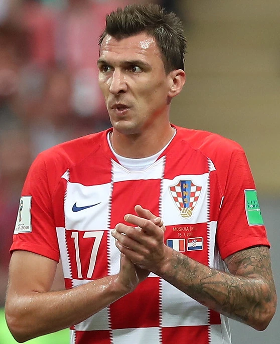 Mario Mandžukić in a Croatia national team jersey during a match