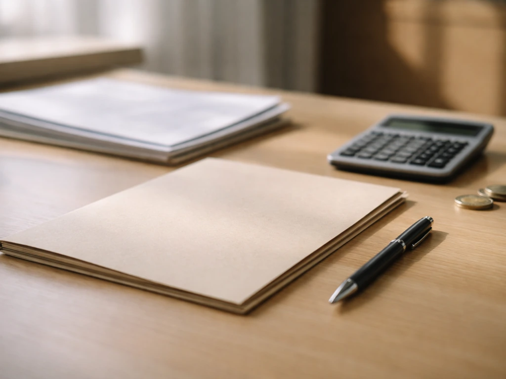 Minimal photo of a desk with a contract folder and a pen, suggesting sports contract value breakdown.
