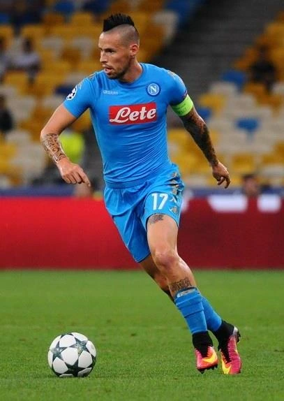 Marek Hamšík in a blue Napoli football kit during a match
