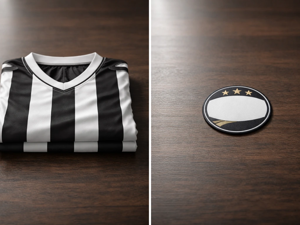 Minimal scene showing a football jersey beside a subtle sponsorship badge icon to suggest salary vs endorsements.