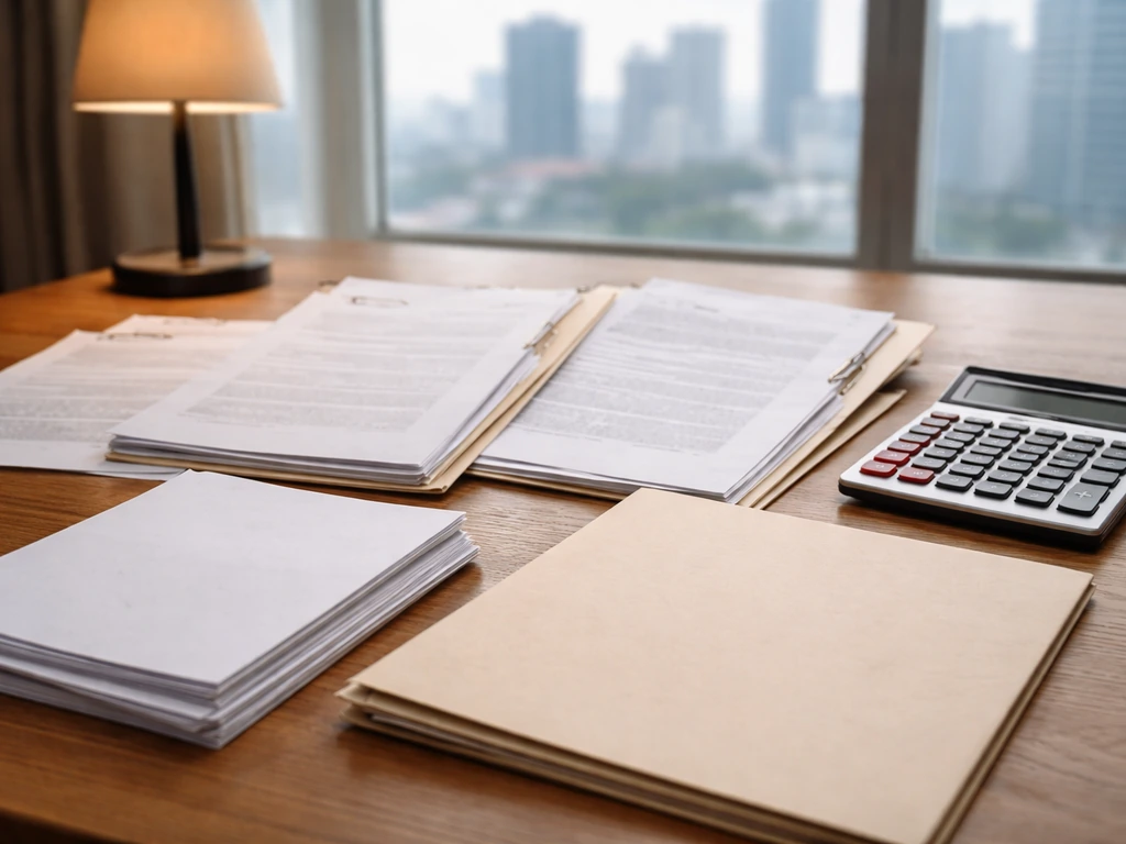 Close-up of blurred business paperwork and a calculator on a desk, suggesting estimating private LLC revenue
