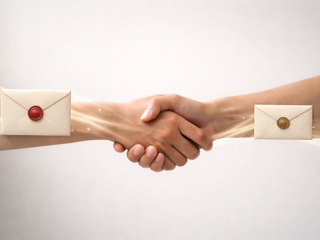 Minimal photo showing a transfer-money concept: a handshake near two small envelopes symbolizing club vs player payouts.