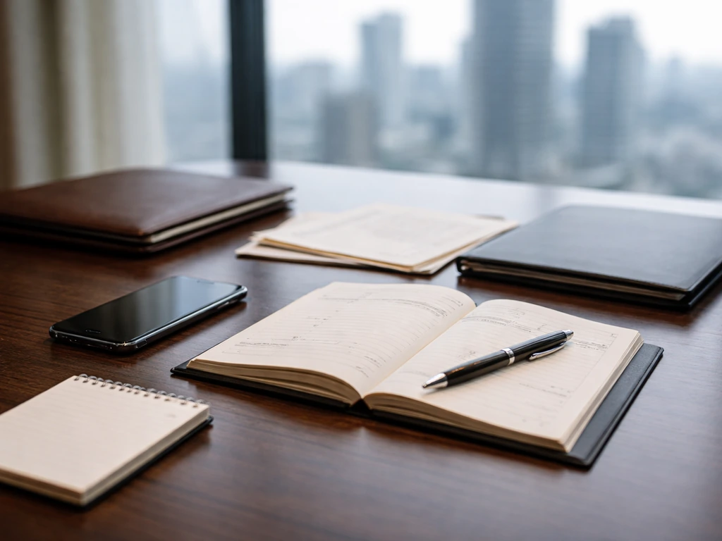 Minimal business desk scene with subtle wealth symbolism for a net-worth verification article