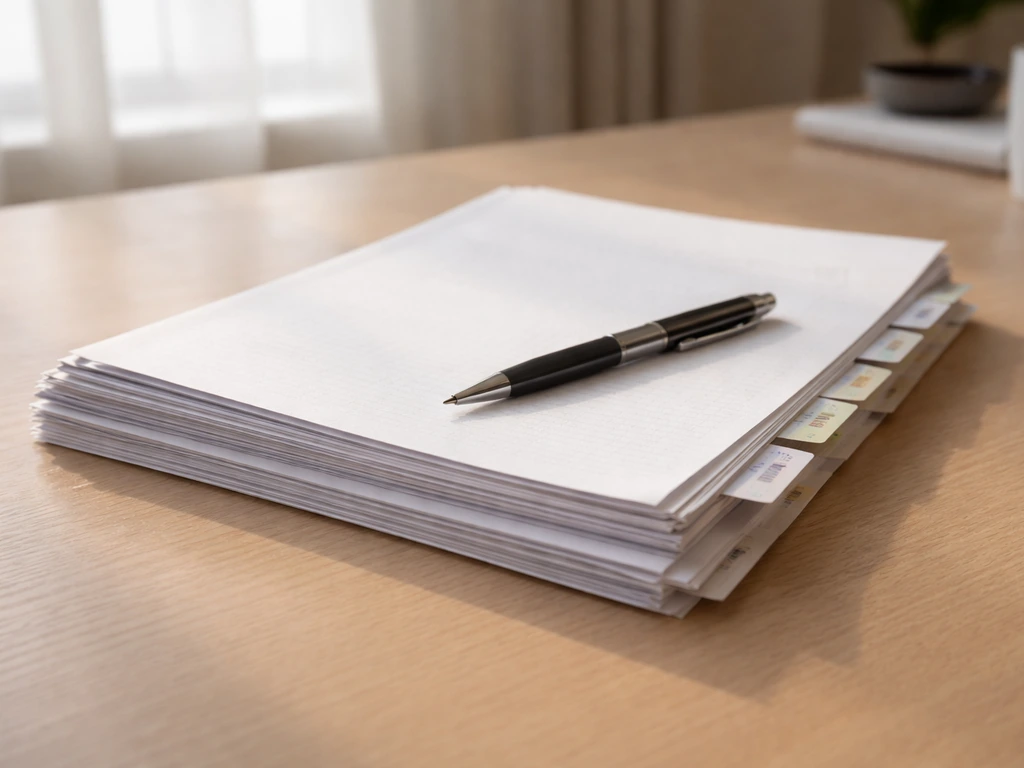 Close-up of printed corporate disclosure documents on a desk with a pen, representing verified income sources.