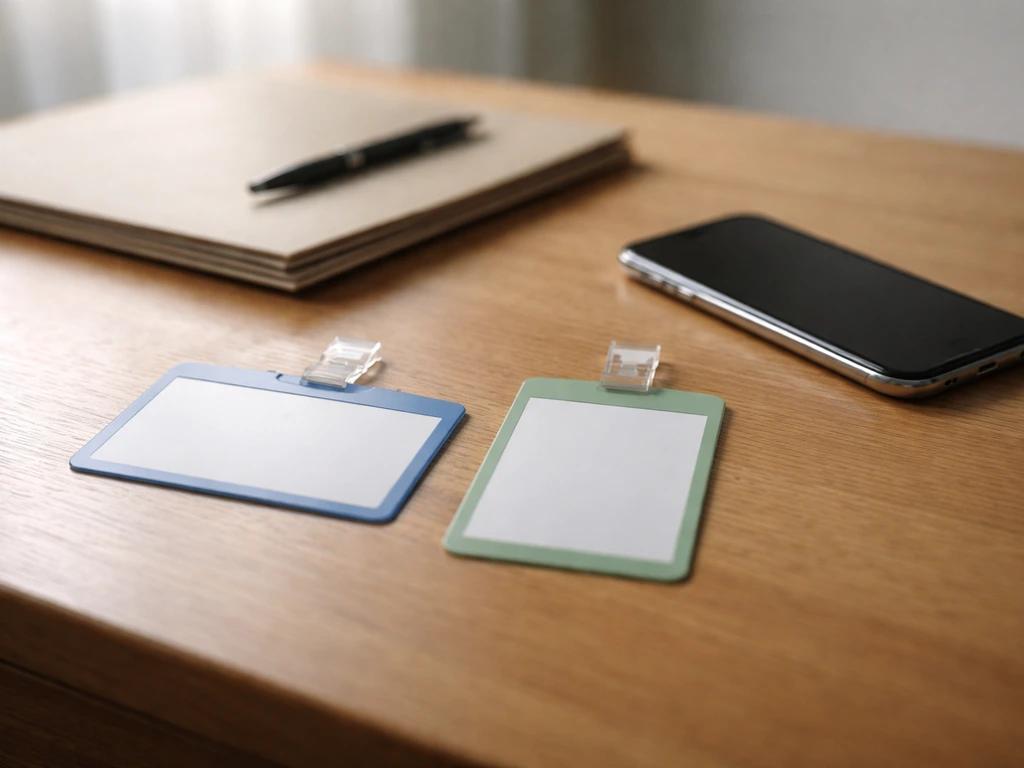 Two blurred name cards and a smartphone on a desk, suggesting confusion from the same name.