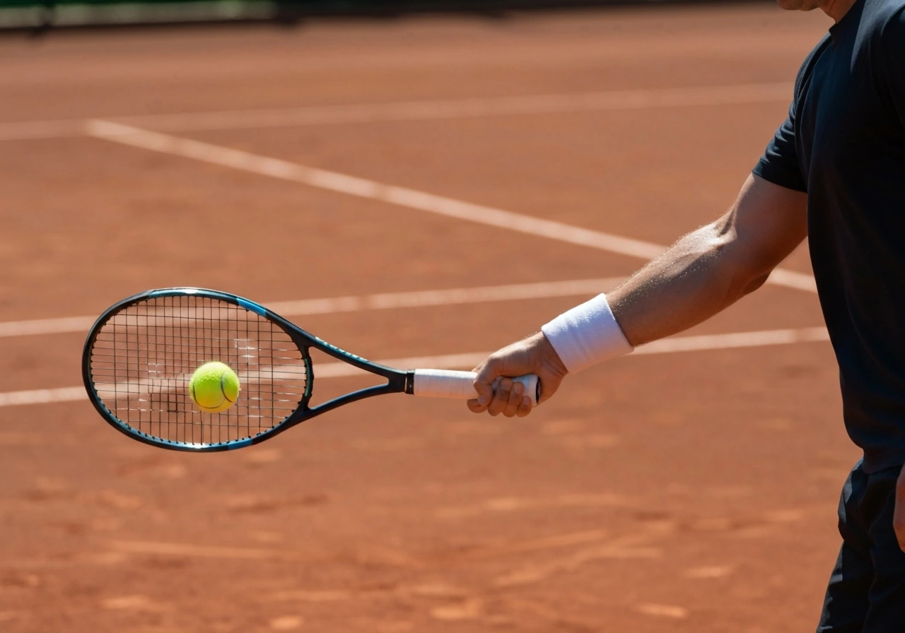 Tennis forehand action shot with a single racket and court surface, symbolizing ATP earnings and endorsements.