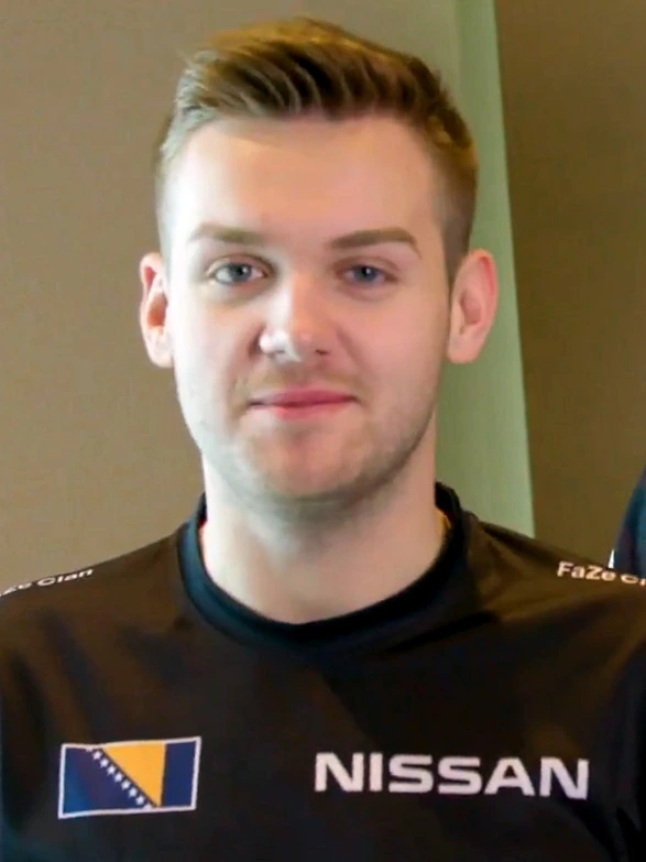 NiKo esports player portrait in a black jersey