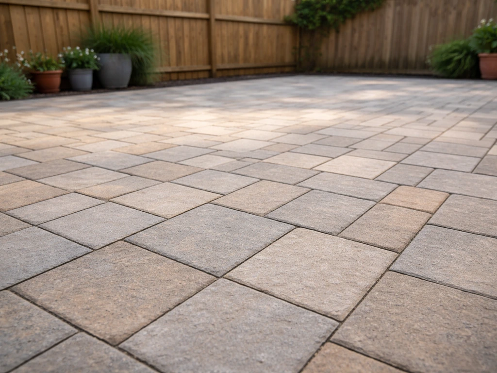 Inviting outdoor patio with neat paver surface in natural light, showing patio flooring as the focus
