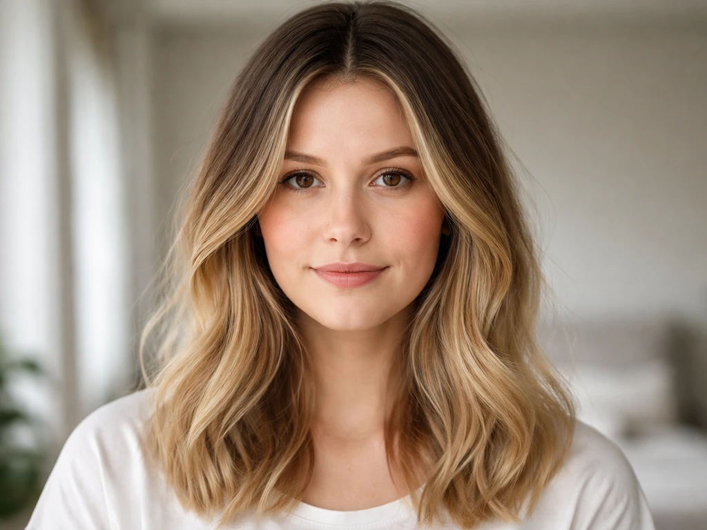 Anonymous person with hair roots blending into softened dyed ends, showing grow-out progress.