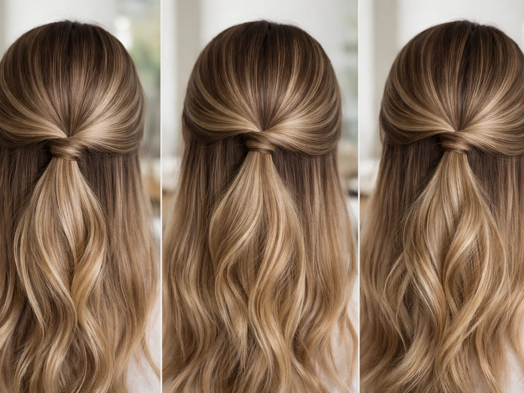 Close-up of a half-up low ponytail with soft root-to-dye blending and minimal visible separation