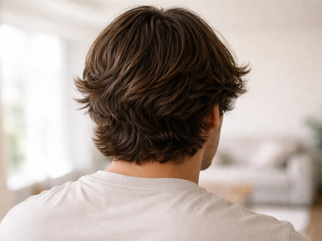 Anonymous person with longer flowing hair, naturally sweeping around the face with subtle shine and light hold.