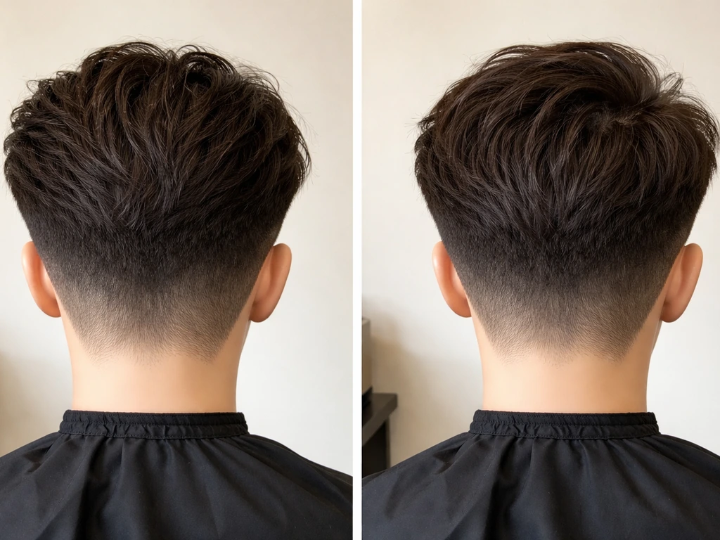 Side-by-side undercut regrowth comparison showing uneven fill-in versus more even regrowth.