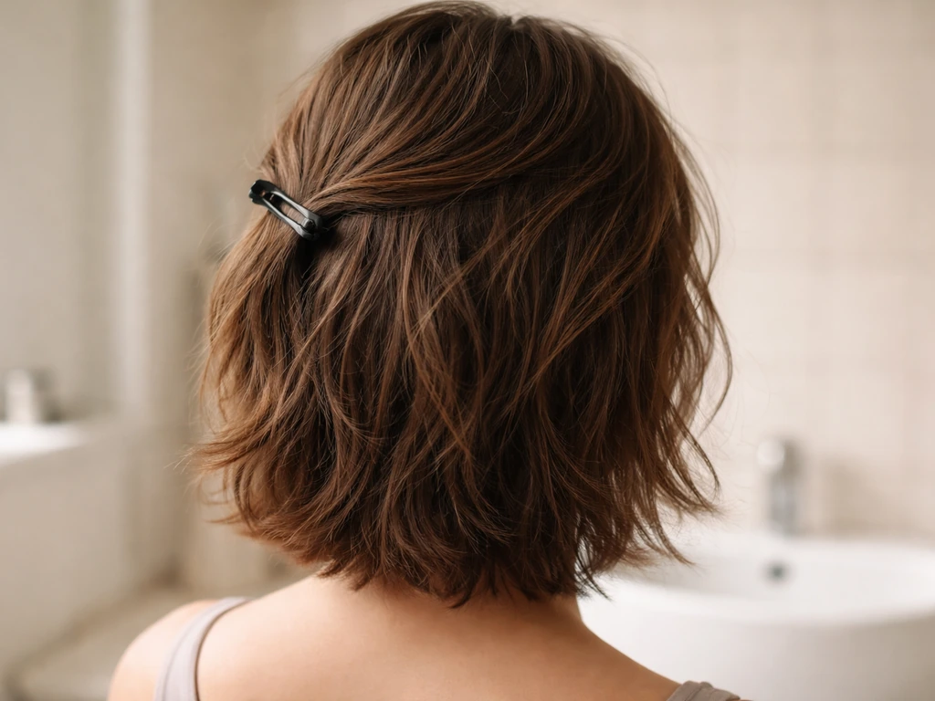 Close-up of hair with uneven grow-out lengths and a protective style, showing the awkward stage