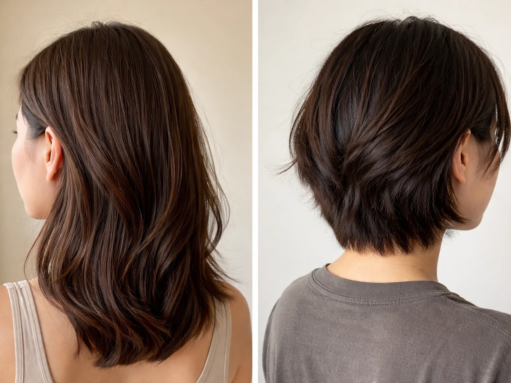 Split-screen hair grow-out: smooth undercut blending on left vs uneven side growth on right.