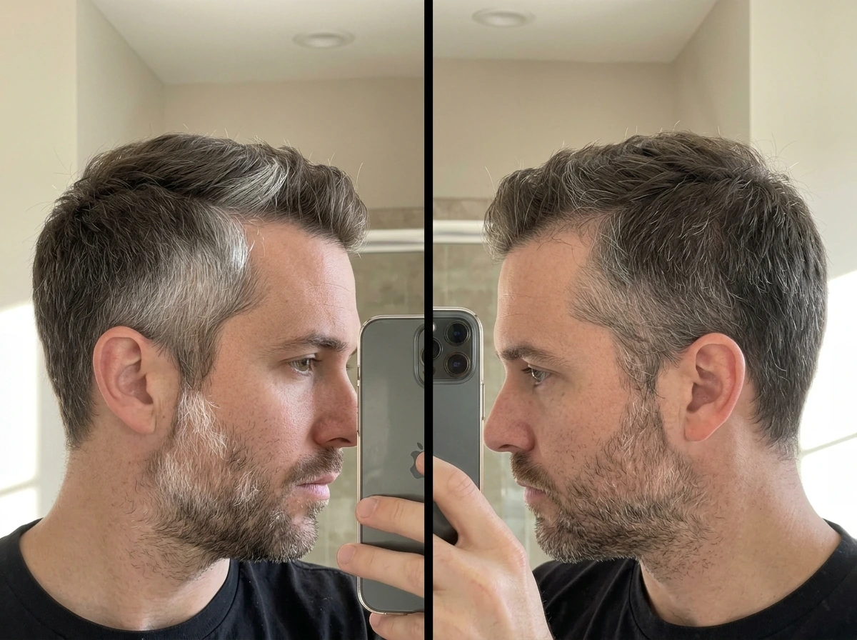 Two-sided comparison of patchy gray growth and uneven regrowth