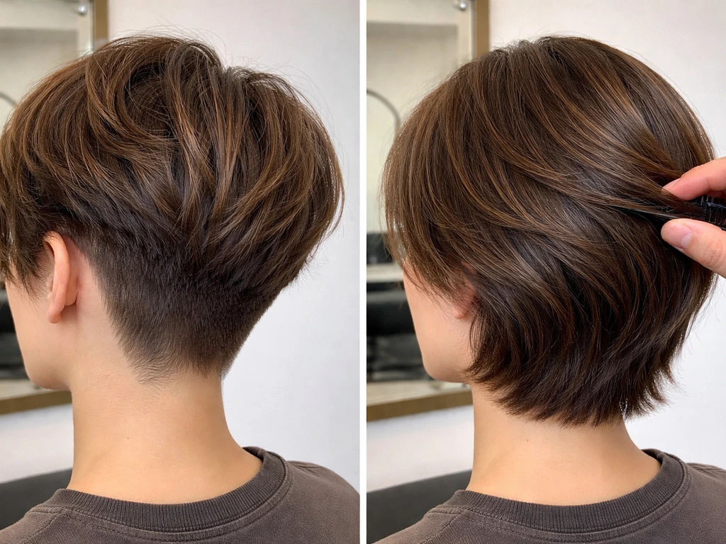 Hair grow-out showing a blended transition from a short undercut into longer layers.