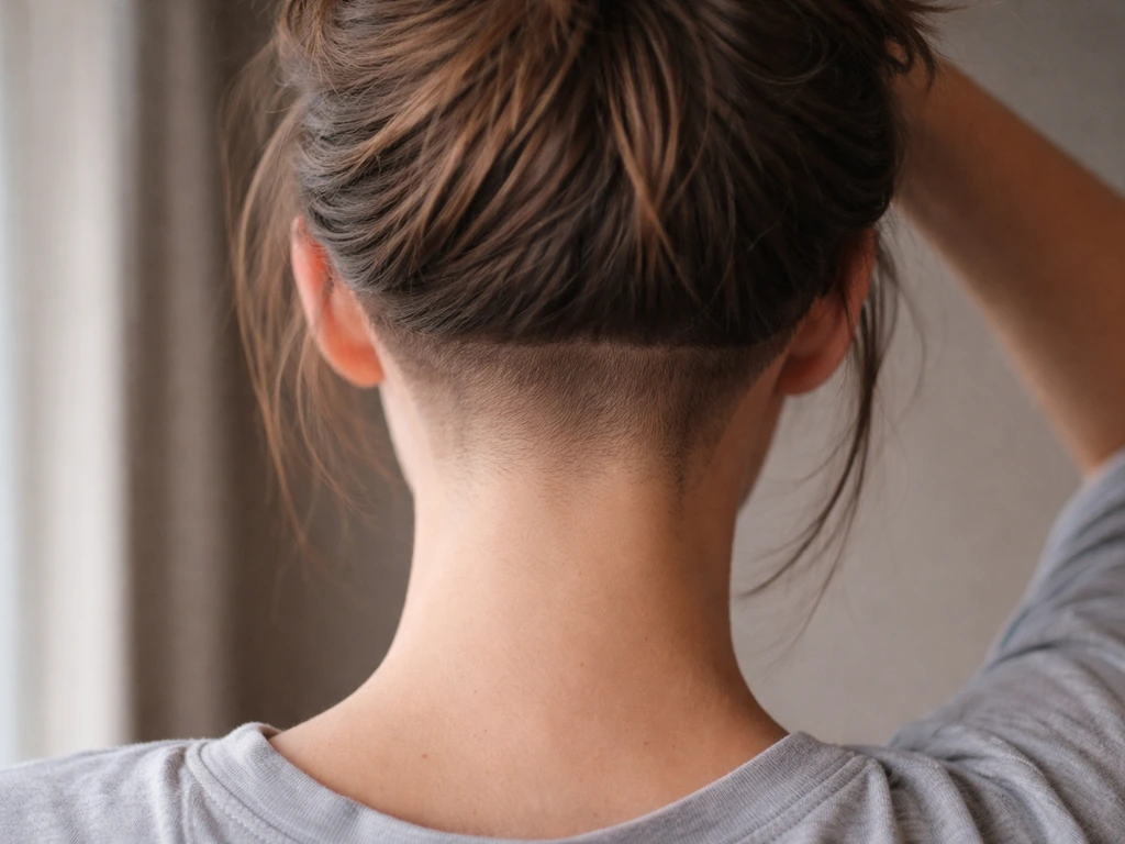 Back view of long hair showing a nape undercut line fading into longer hair.