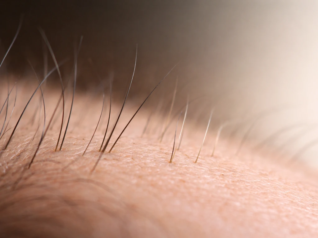 Close-up of scalp with a few strands and a subtle gradient from dark to light, symbolizing slower regrowth